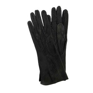 NWT Vintage Black Suede Leather Gauntlet Gloves